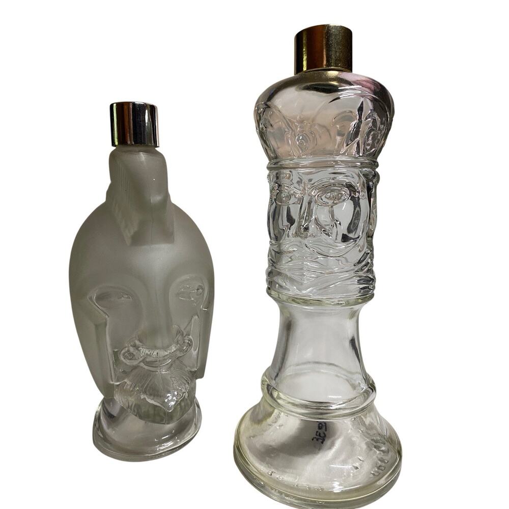 AVON Spartan Head Helmet w/Hai Karate After Shave Chess Clear Bottle Vintage